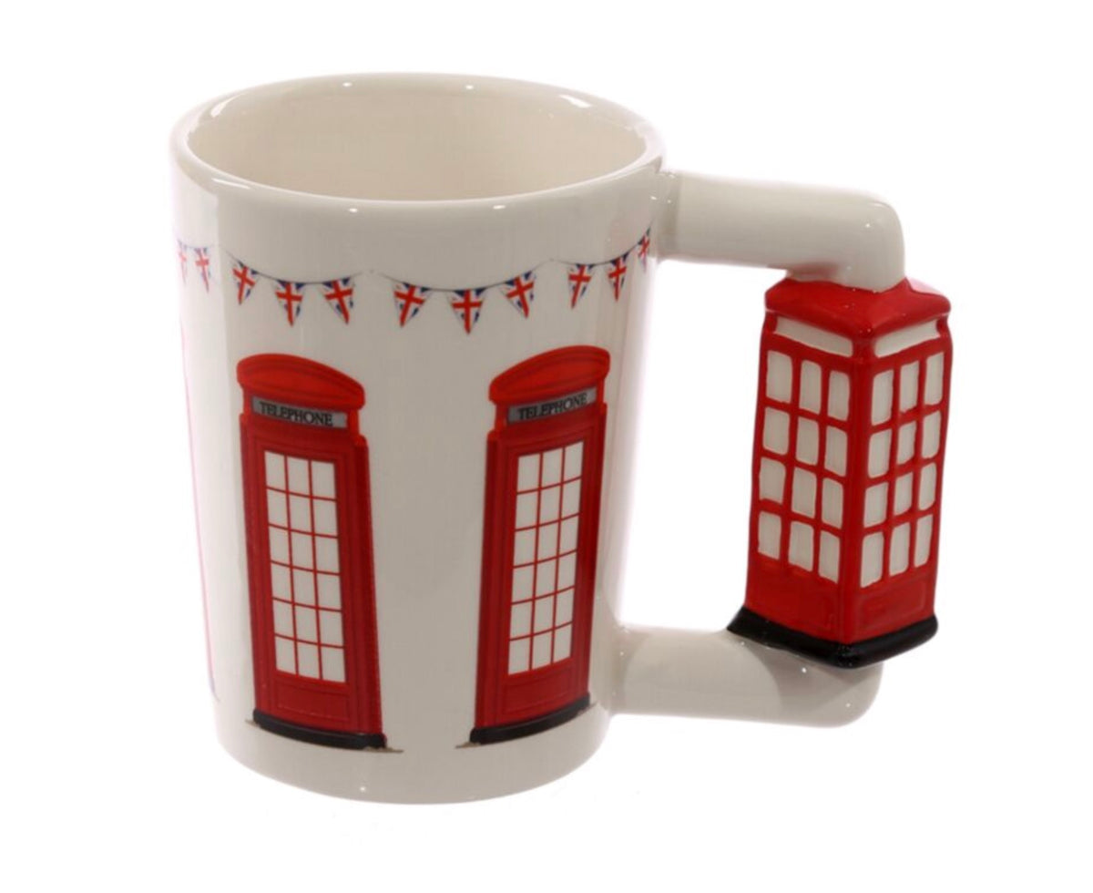 London Icons Red Telephone Box Ceramic Shaped Handle Mug