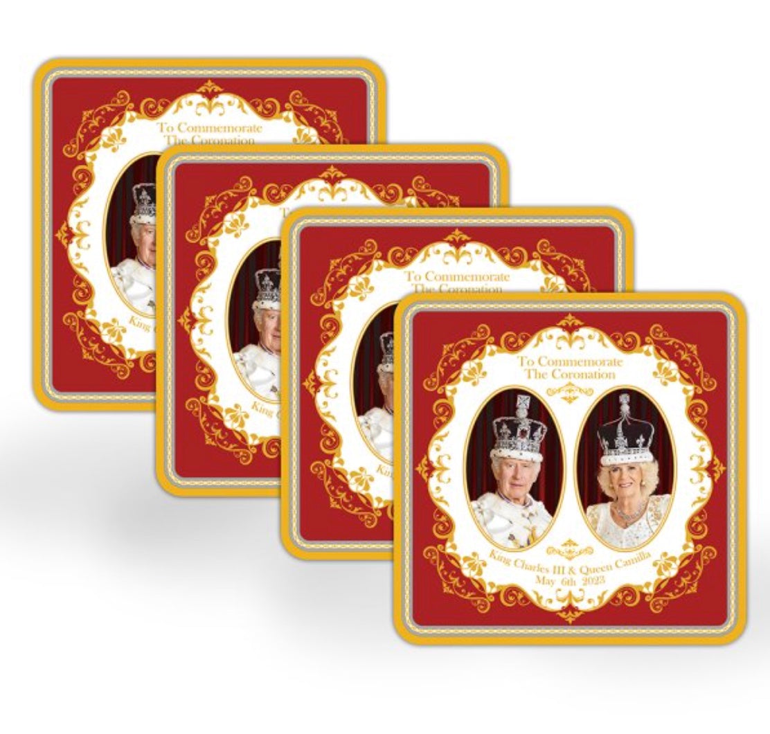 King Charles III & Queen Camilla Coronation Coasters – Set of 4