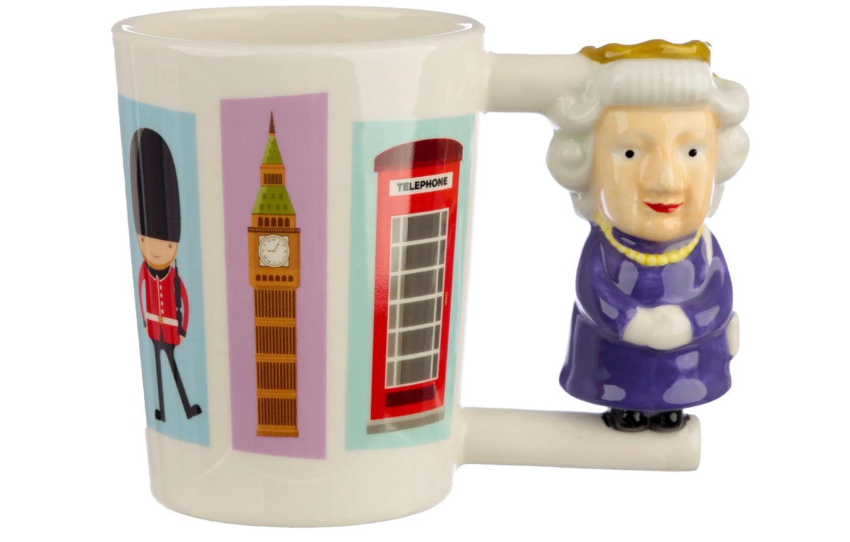 London Souvenir Queen Ceramic Shaped Handle Tea Coffee Mug