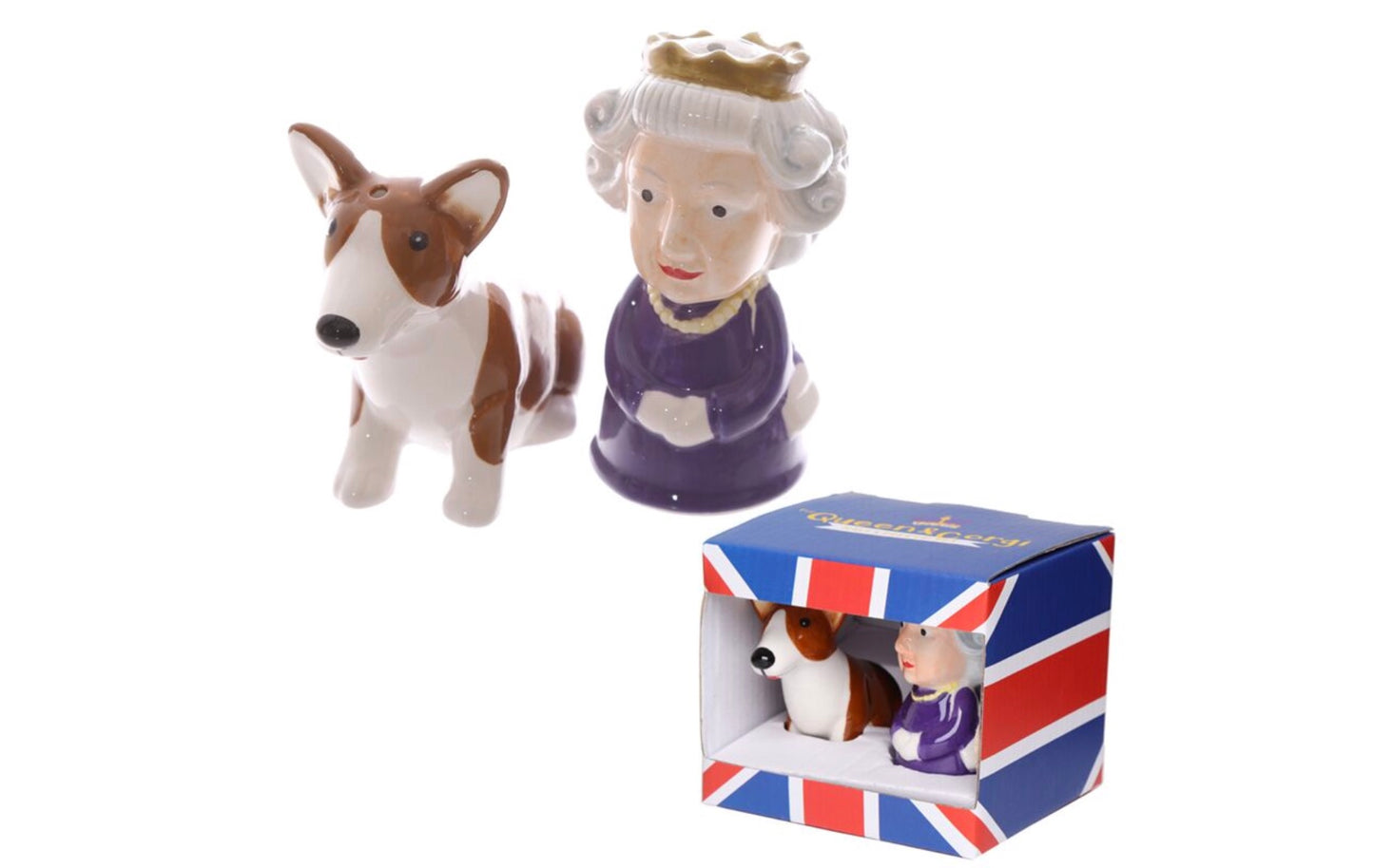 Queen & Corgi Ceremic Salt and Pepper Set