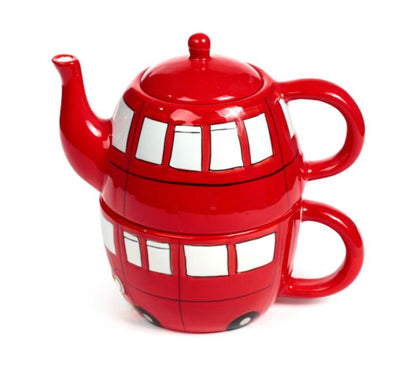 London Red Bus Ceramic Teapot & Cup Set for 1