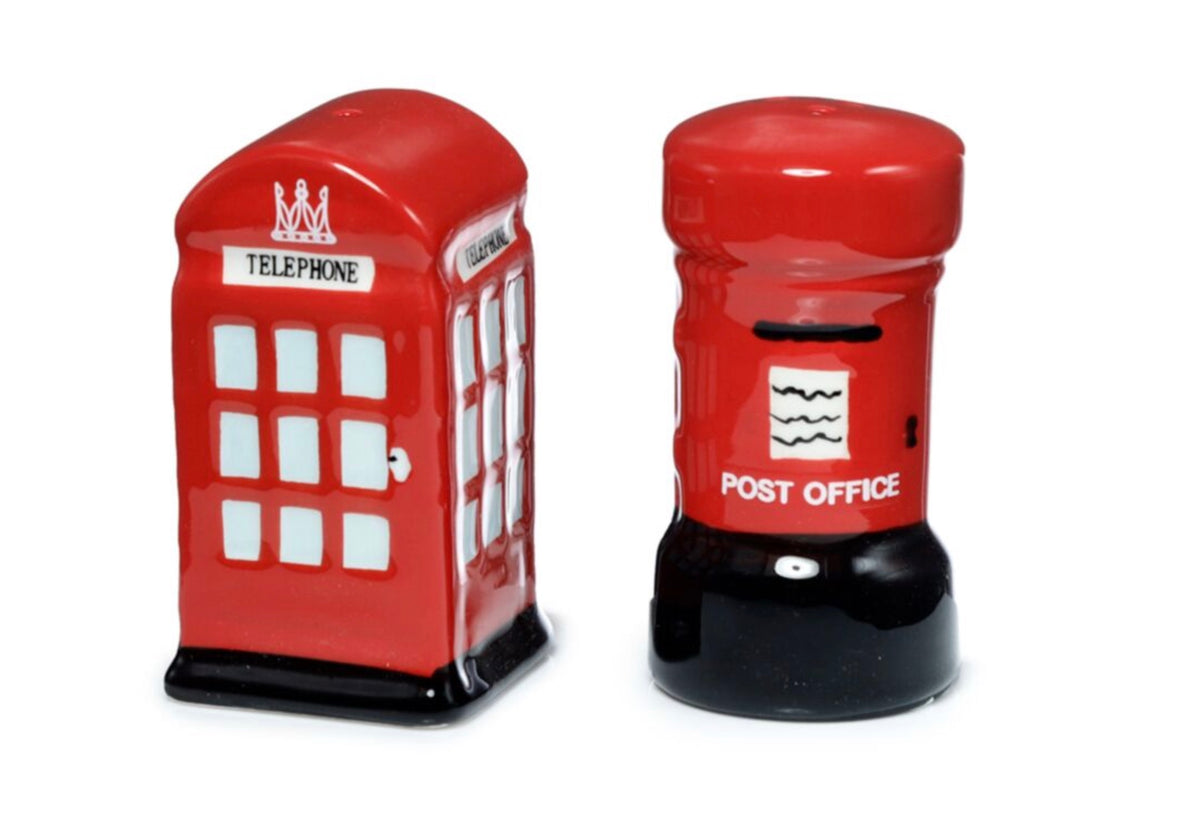 London Icons Red Post Box & Red Telephone Box Ceramic Salt & Pepper Set