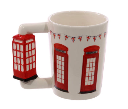 London Icons Red Telephone Box Ceramic Shaped Handle Mug