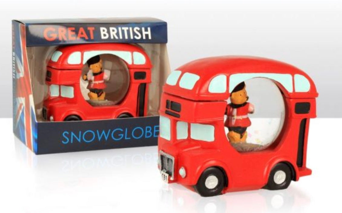 London Red Bus & Guardsman Bear Snowstorm